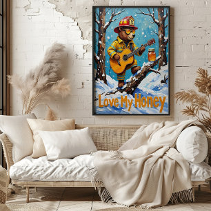 Poster Calor de inverno: Harmonia de mel do urso