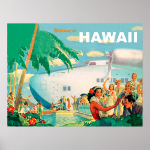 Poster Calorosas boas-vindas de Havaí, viagem da linha