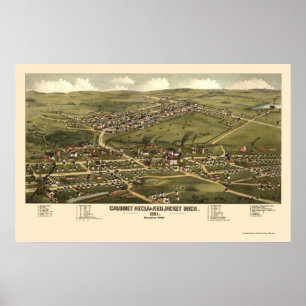 Pôster Calumet e jaqueta vermelha, mapa panorâmico do MI