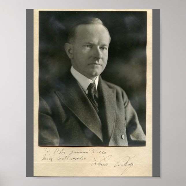 Pôster Calvin Coolidge 8x10 assinado (Frente)