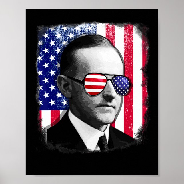 Poster Calvin Coolidge Bandeira dos EUA 4 de Julho  (Frente)