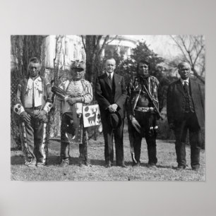 Pôster Calvin Coolidge with Osage Indians Photograph
