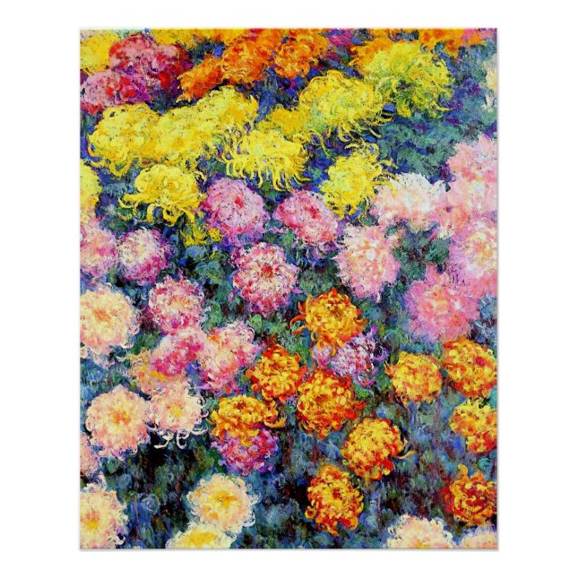 Pôster Cama de Chrysanthemums por Monet (Frente)