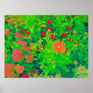 Pôster Cama de Flor Psicodélico