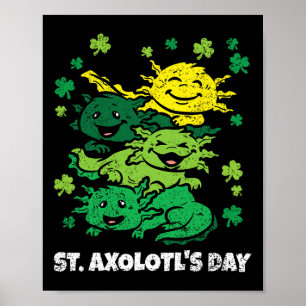 Poster Cama De Pedra De Dia de São Patrício Axolotl