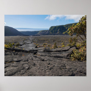Poster cama seca de lava no alto da cratera de kilauea ik