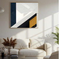 Camada Geométrica Moderna em Branco e Dourado da M