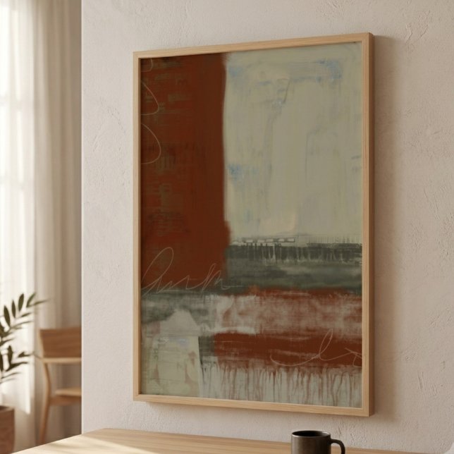 Poster Camadas Abstratas Terrosas com Detalhes de Linhas  (Earthy abstract art for a sophisticated living space or modern office refresh.)