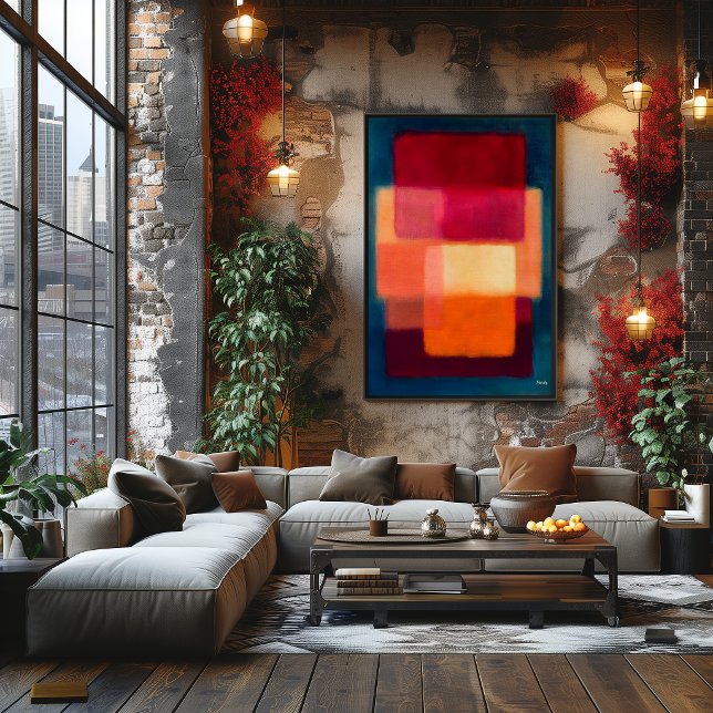 Poster Camadas Carmesim – Campos de Cores Celestiais Abst (Criador carregado)
