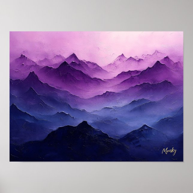 Poster Camadas da Montanha Roxa – Paisagem Abstrata Roxa (Frente)