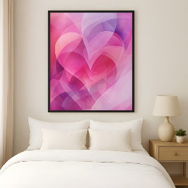 Poster Camadas de Amor - Corações Rosa Abstratos
