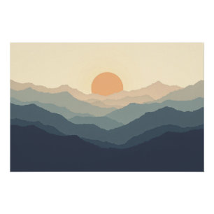 Pôster Camadas de Calma - Montanha Mínima Sunset