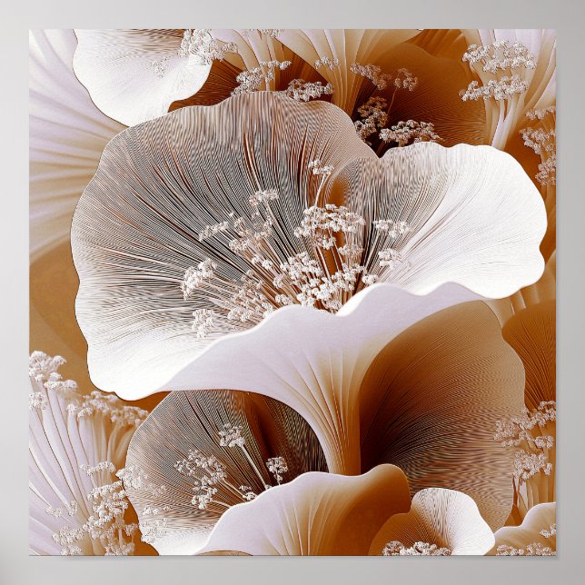 Poster Camadas de Flores Radiantes – Abstrato Botânico Su (Frente)