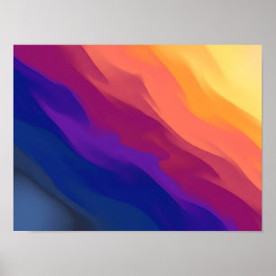 Poster Camadas de Ondas Abstratas Gradiente de Pôr do Sol