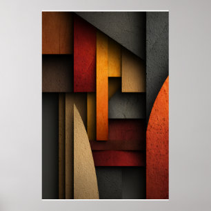 Poster Camadas Geométricas Abstratas em Tons Terrosos