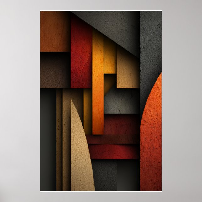 Poster Camadas Geométricas Abstratas em Tons Terrosos (Frente)