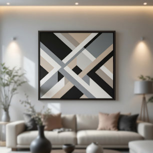 Poster Camadas Neutras Abstratas Modernas 3D
