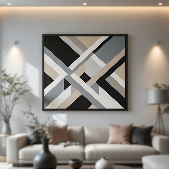 Poster Camadas Neutras Abstratas Modernas 3D (Criador carregado)