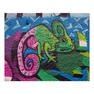 Pôster Camaleão colorido dos grafites
