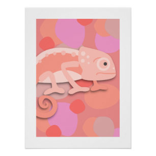 Pôster Camaleão Rosa Pálido e Pêssego