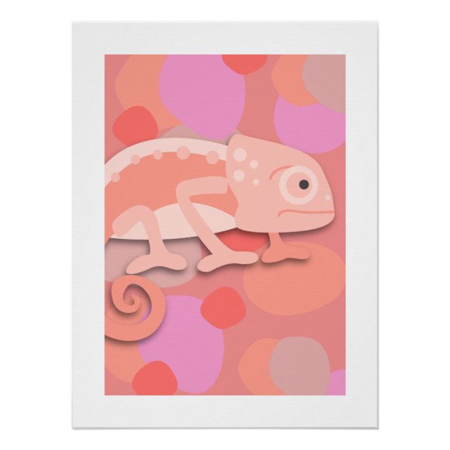 Pôster Camaleão Rosa Pálido e Pêssego (Frente)
