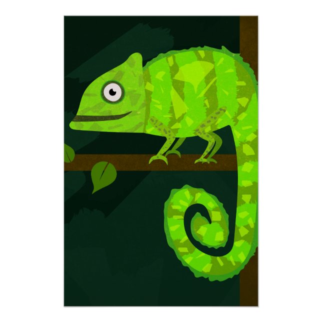 Pôster Camaleão verde fofo (Frente)
