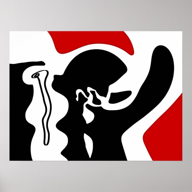 Poster Câmara de Deslocamento: Abstrato preto, branco e v (Frente)