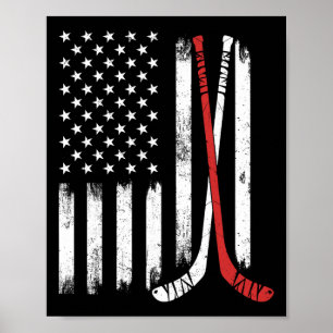 Poster Câmbio de Hockey Antigo Bandeira dos EUA Jogador d