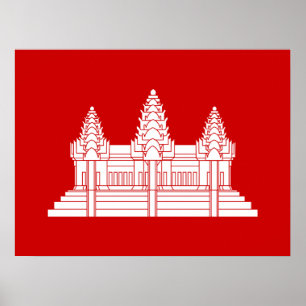 Pôster Cambodian de Angkor Wat/bandeira do Khmer