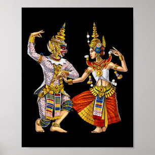 Poster Camboja: Khmer tradicional dança apsara no Camboja