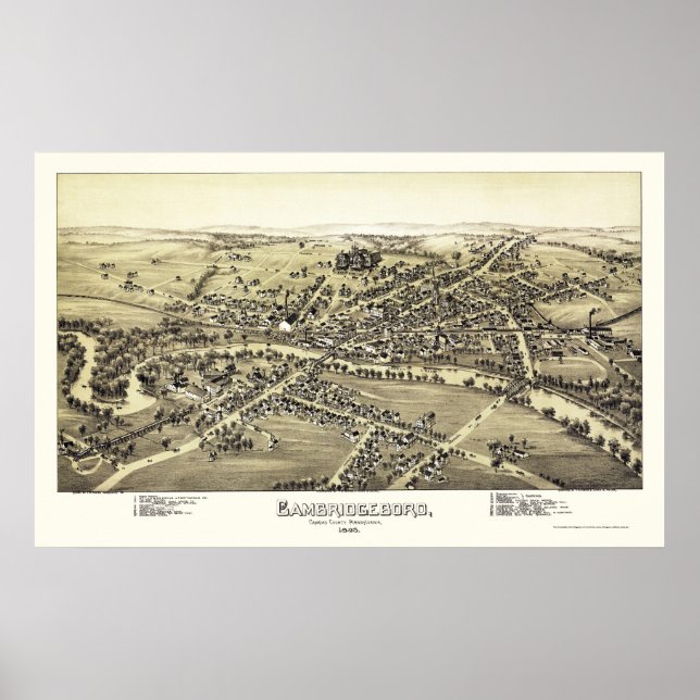 Poster Cambridgeboro, PA Panorâmica - 1895 (Frente)