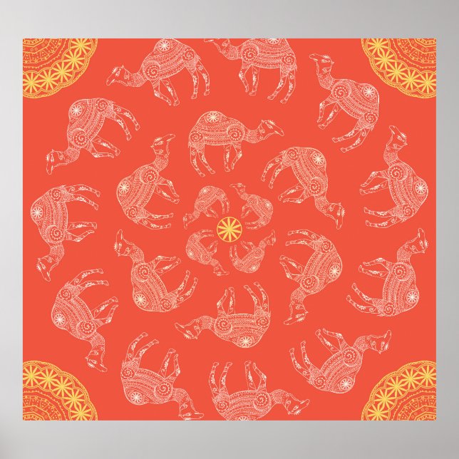 Poster Camel Frame: Mapa do Deserto Vintage (Frente)