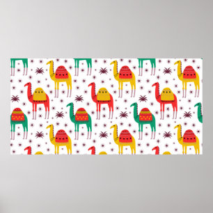 Poster Camel pattern flat color design