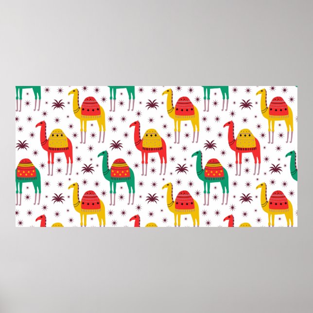 Poster Camel pattern flat color design (Frente)