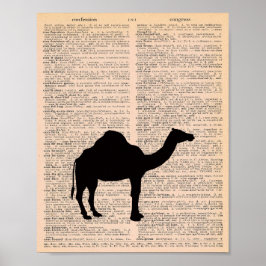 Poster Camel Silhouette Vintage Dictionary Art