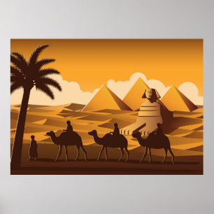 Poster Camelos passam pela Pirâmide