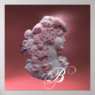POSTER CAMEO ANTIGO, SENHORA COM UVA MONOGRAMA