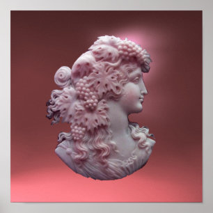 PÔSTER CAMEO ANTIGO, SENHORA COM UVAS E VINHAS