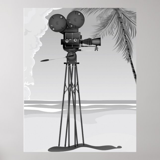 Pôster Câmera de filme antiga de época. (Frente)