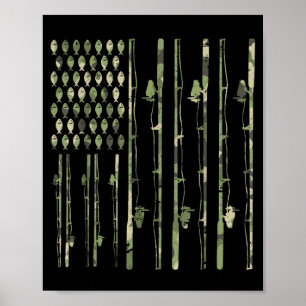 Poster Câmera de vara de pesca bandeira americana engraça