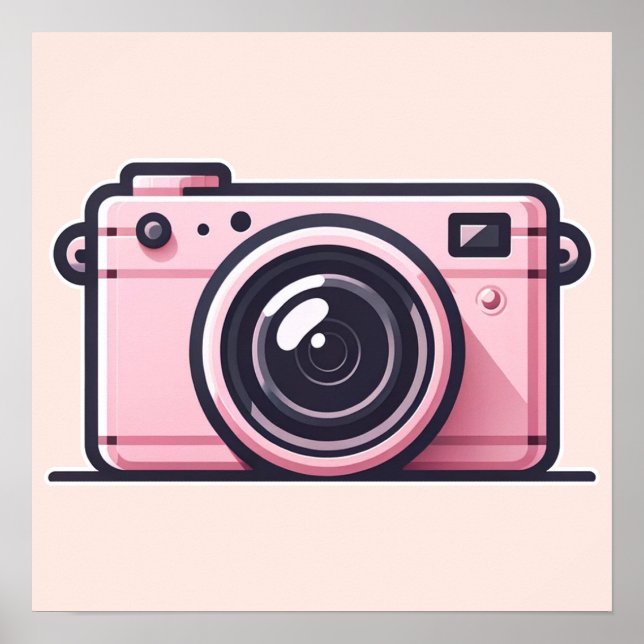 Poster Câmera fotográfica cor-de-rosa tendência moda  (Frente)