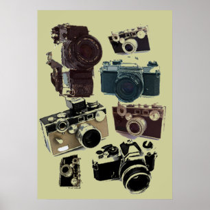 Pôster câmera retro afligida da fotografia do fotógrafo