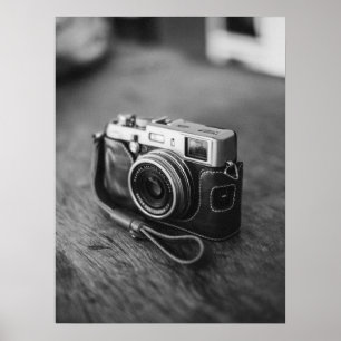 Poster Câmera Vintage em Preto e Branco