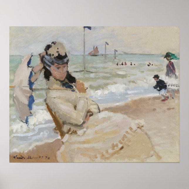 Poster Camille na praia em Trouville (1870) (Frente)