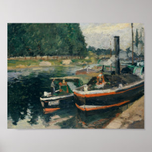 Pôster Camille Pissarro - barcas em Pontoise