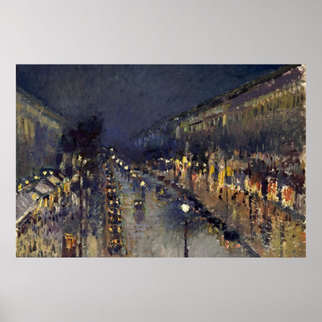 Poster Camille Pissarro Boulevard Montmartre à noite (Frente)