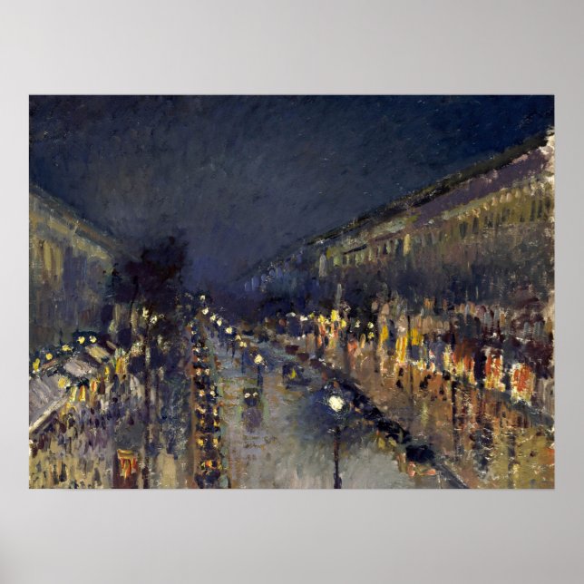 Poster Camille Pissarro Boulevard Montmartre à noite (Frente)