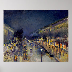 Poster Camille Pissarro - Boulevard Montmartre à Noite