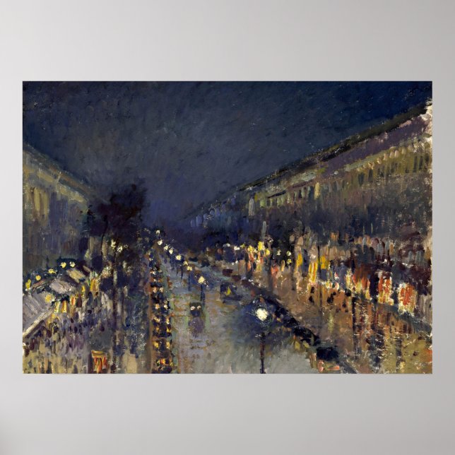 Poster Camille Pissarro Boulevard Montmartre à noite (Frente)