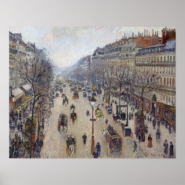 Poster Camille Pissarro - Boulevard Montmartre, manhã (Frente)